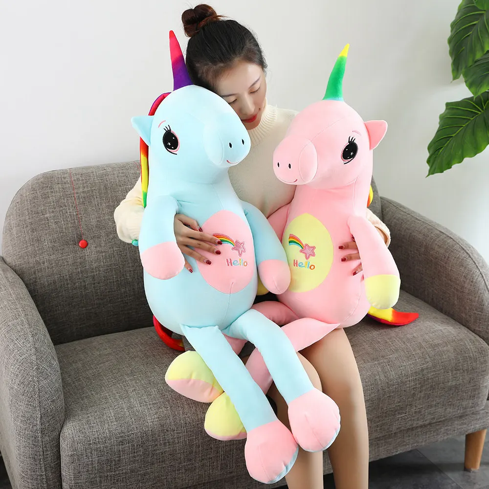 

Software Hello Rainbow Horse Unicorn Doll Elasticity Urethane Elastic Fibre Pony Plush Toy Children Doll for a Girlfriend