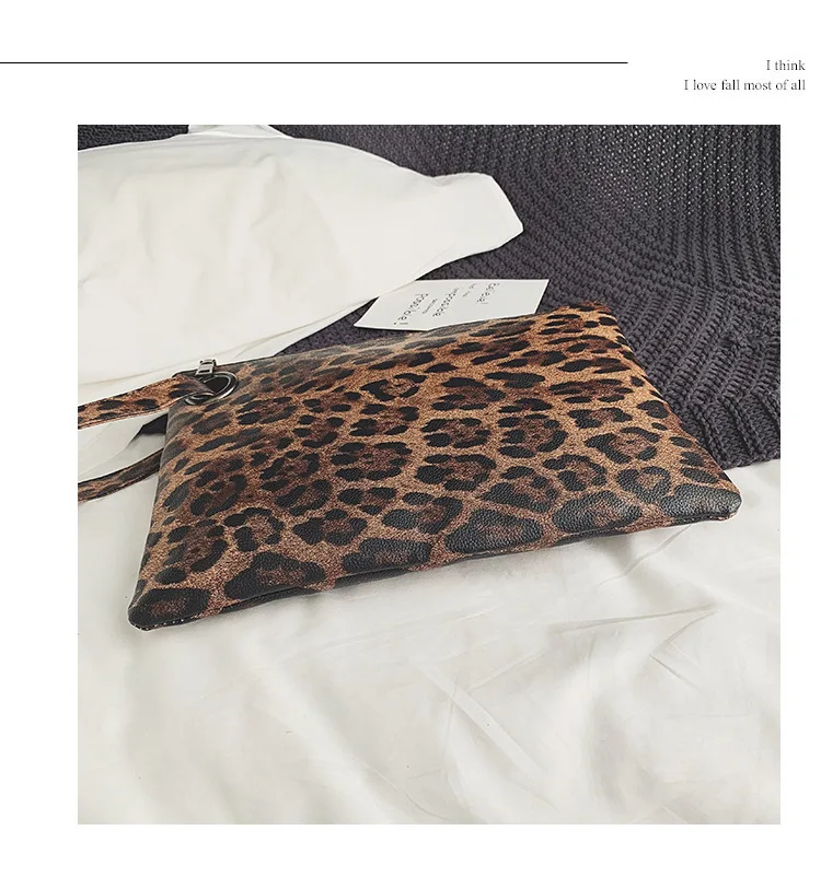 Casual Bags for Women Animal Print Leopard Clutch Female Fashion Design Leather Wallet Messenger Bag Ladies Elegant Handbag