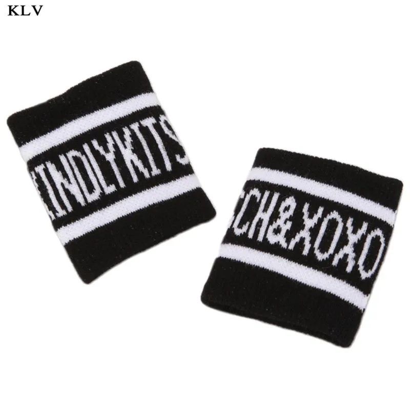 O 2Pcs/Pair Adult Kids Running Sports Sweatband Hip-Hop Letters Colored Striped Dancing Wrist Support Brace Wraps Guards - Цвет: O