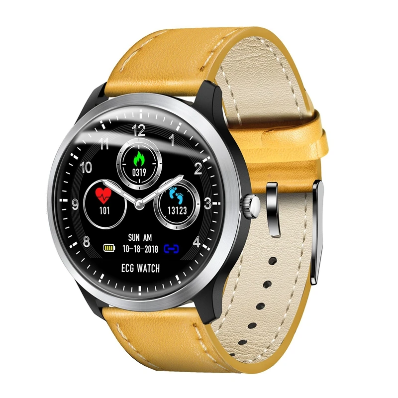Yellow N58 ECG смарт-браслет PPG Смарт-часы ECG монитор сердечного ритма ЭКГ кровяное давление Смарт-часы для Android и iOS - Цвет: Yellow