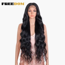 FREEDOM Synthetic Lace Wigs For Black Women Super Long Body Wavy Lace Wig Brown Ombre Pink Wig Cosplay Wigs Heat Resistant