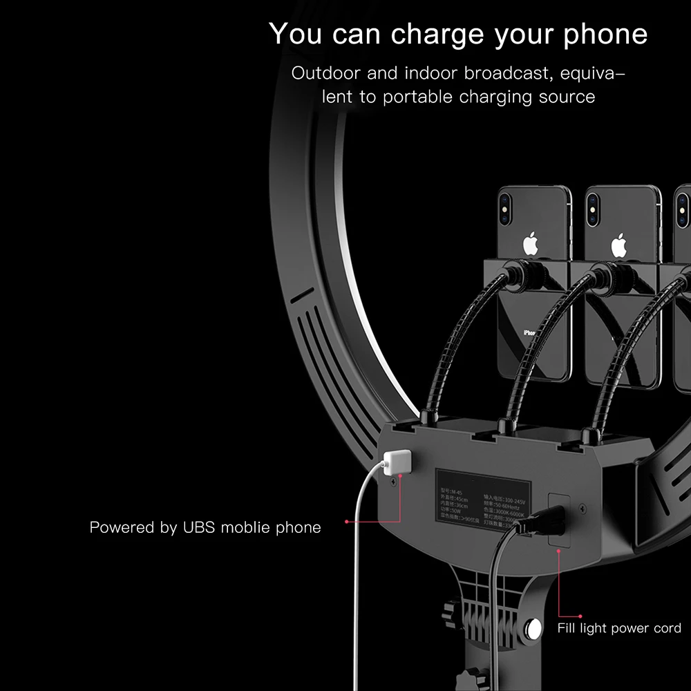  MAMEN 18 inch Selfie Ring Light 45cm Video Studio Photography Lighting LED Dimmable Camera Photo Fo - 4000262528838