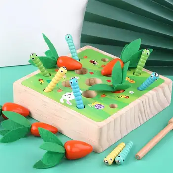 

1 Set 0.64kg Interesting Children Education Toys Wooden Insect Catching Game Fishing Toy Set Early Education Learning Toys