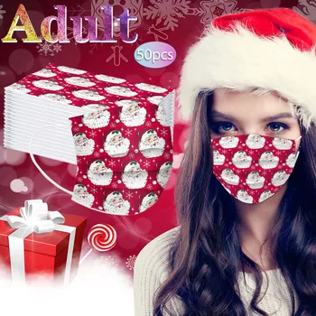 

Party Winter Mask Santa Claus Elk Print Face Mouth Masks Protection Face Masks Disposable Earloop Breathable Mascarilla#YL5