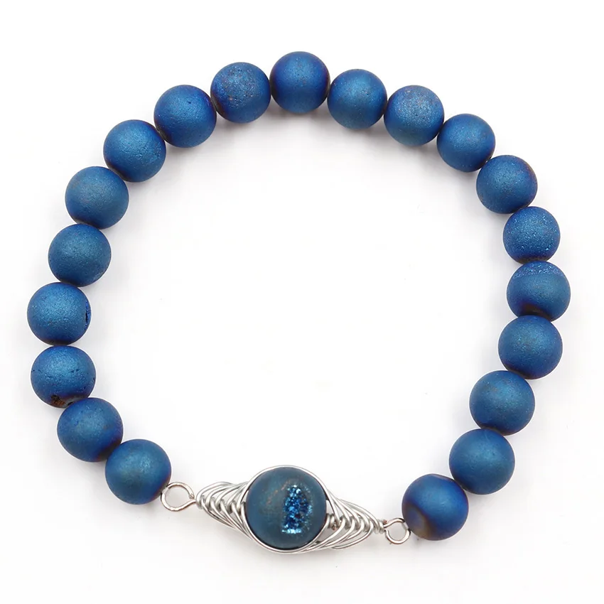 FYJS Unique Silver Plated Wire Wrap Weathered Agates Beads Ethnic Style Bracelet Black Lava Stone Jewelry | Украшения и