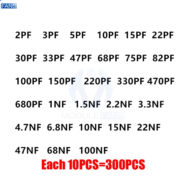 300 шт./лот 30x10 шт 2PF-100NF керамический комплект конденсаторов с низким ESR высокочастотный конденсатор Ассорти набор образцов Diy Kit