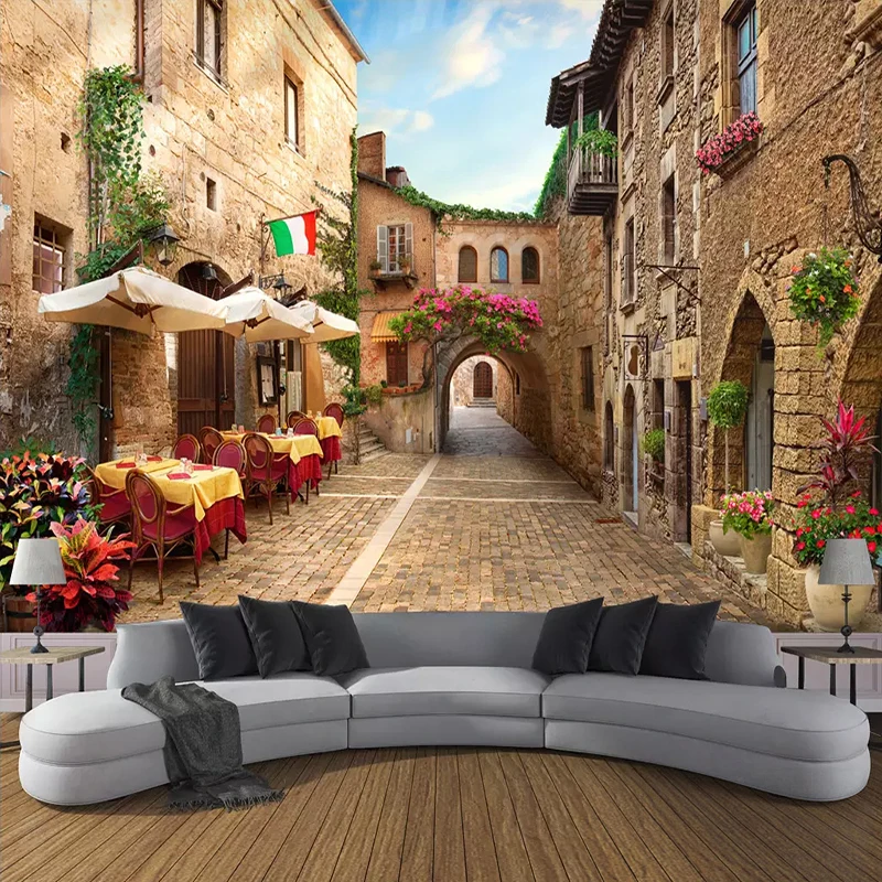 

Drop Shipping Custom Photo Wall Paper Wall Painting 3D European Street View Bedroom Non-woven Wallpaper Mural Papel De Parede 3D