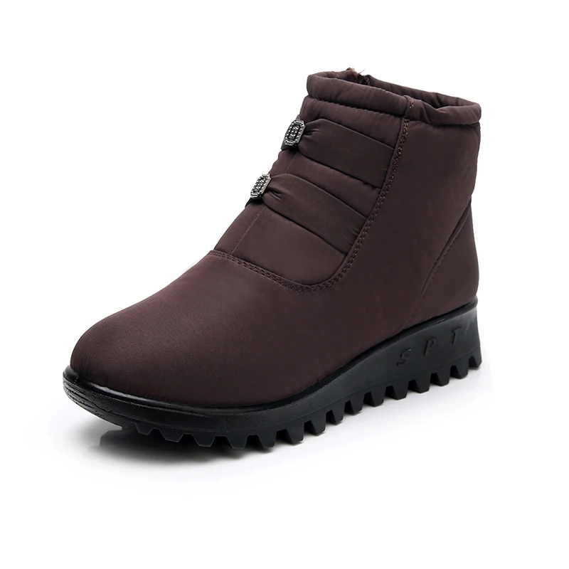 808BROWN Женские зимние ботинки; коллекция года; новые теплые зимние ботинки; женские ботильоны; хлопковые ботинки на плоской подошве; нескользящие водонепроницаемые женские зимние ботинки - Цвет: 808BROWN
