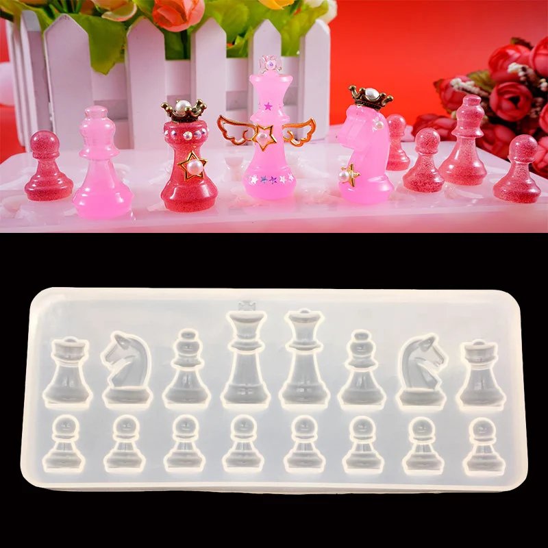 1PC Love Castle Chess Liquid Silicone Expoxy Mold Resin Jewelry Mold UV Pendant Jewelry Accessories Handcraft Earrings Tool - Цвет: Chess
