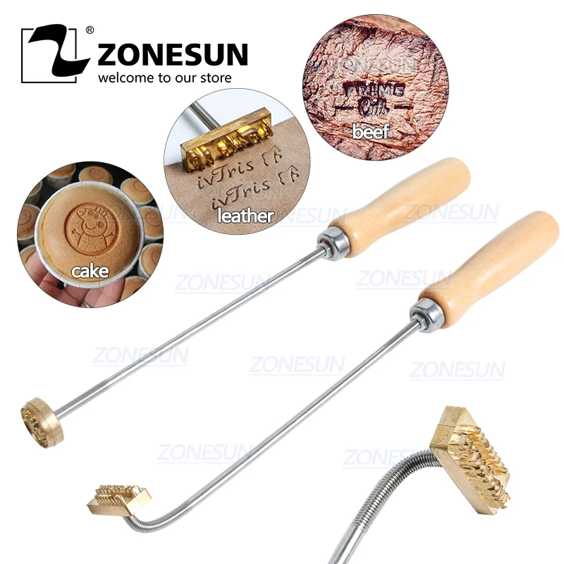 ZONESUN индивидуальный дизайн логотипа брендинг железная ручка сжигание пресс