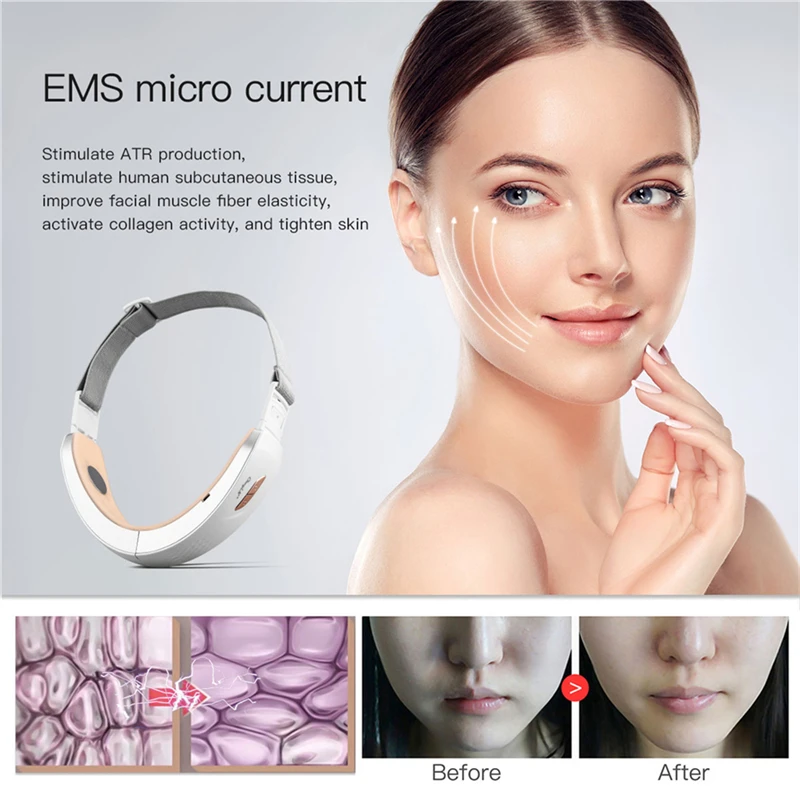 Menton en forme de V ascenseur ceinture Machine rouge bleu LED Photon thérapie visage levage dispositif visage minceur galvanique masseur v-visage soins ► Photo 2/6