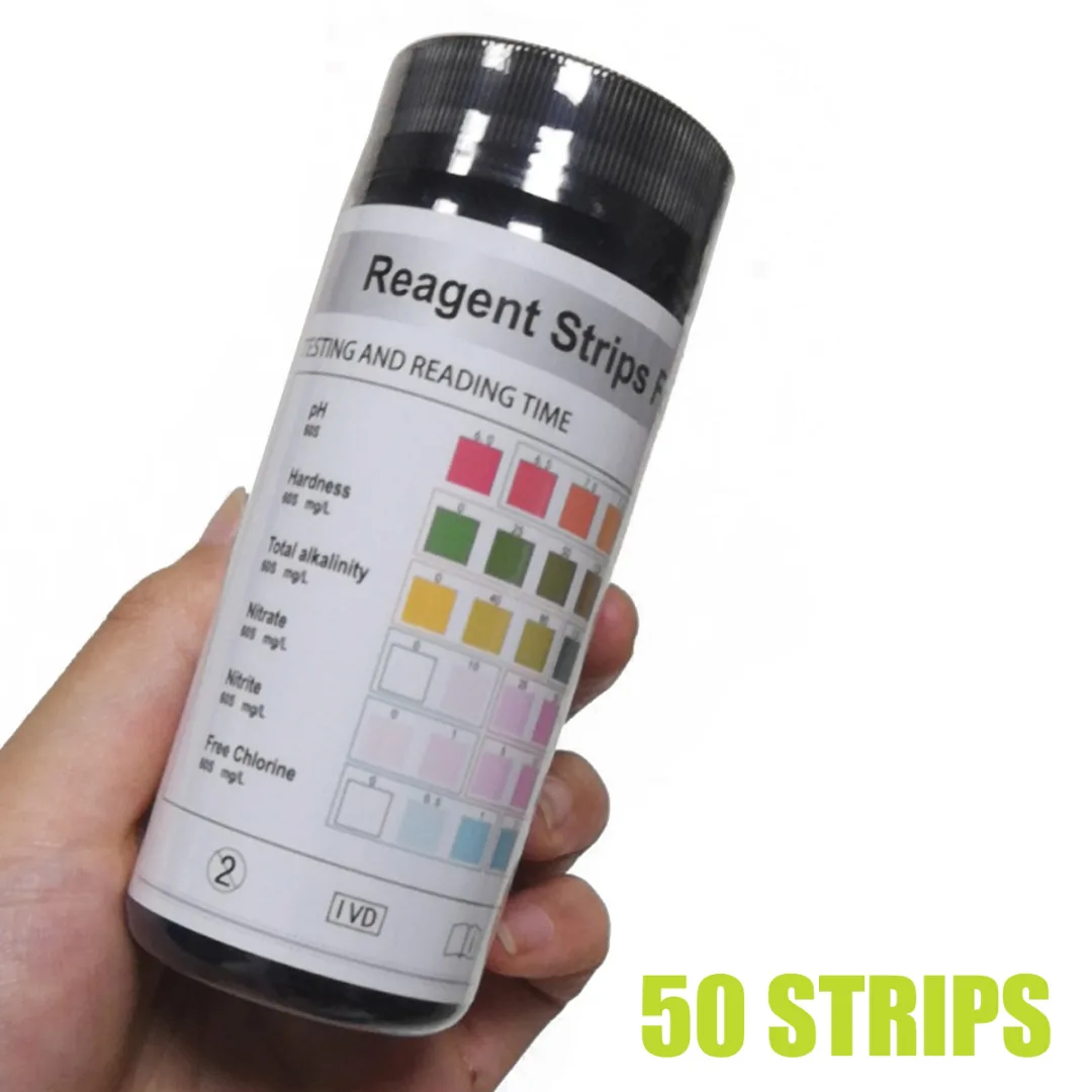 

50pcs 6 Parameters In 1 Test Strips PH Aquarium Fish Tank Water Test Papers For Water Quality Analyzing PH Level