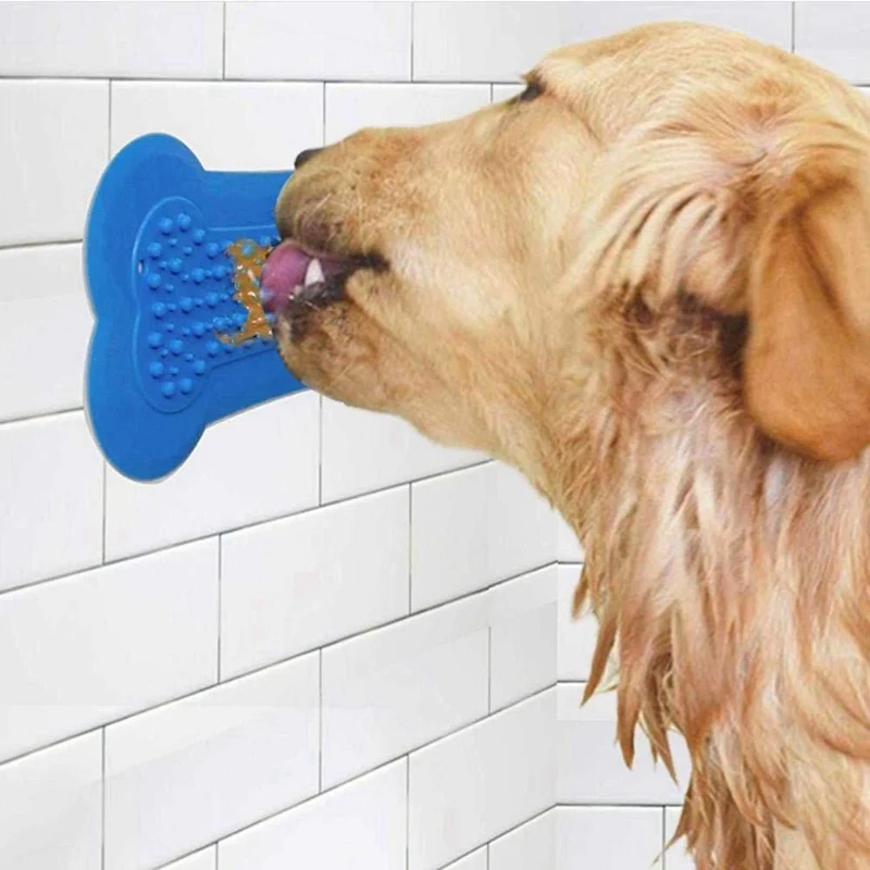 Bone Shaped Wall Mounted Pet Bath Snack Pad Pet Slow Food Training