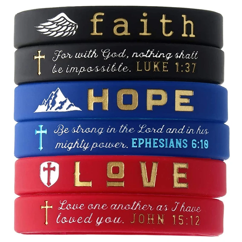 300pcs Faith Hope Love Christian with Bible Verses Wristbands Silicone