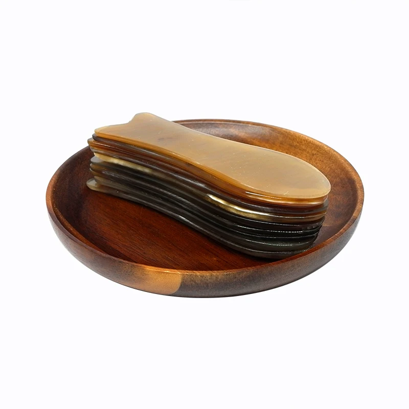 Yellow Ox Horn Beauty Guasha Scraping Tool Thin Arm Leg Slimming V Line Face Massage Plate Healthcare Board