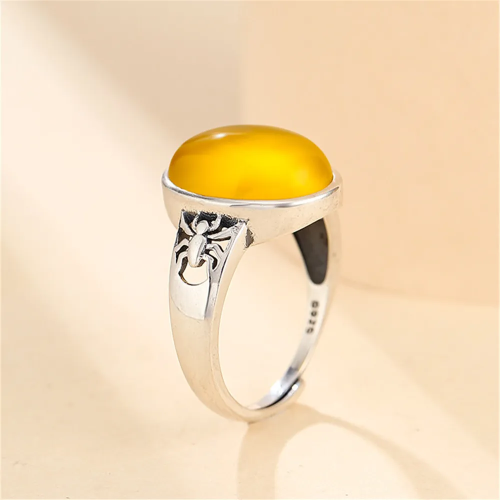 Ring Setting for 11x15mm Oval Cabochons Ring Blank Thai Sterling Silver Adjustable Ring Base with Carved Spiders SR0046