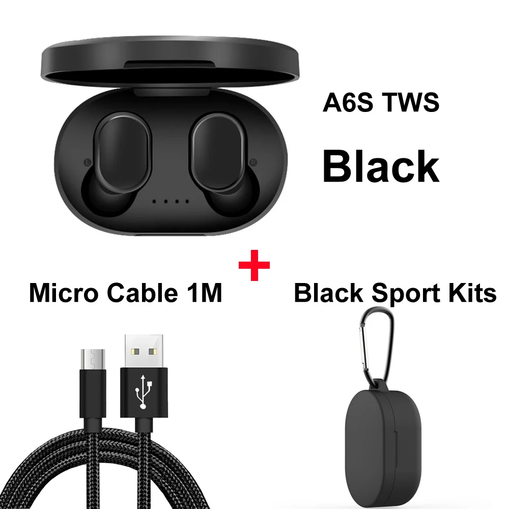 Add black sport kits Bluetooth наушники для Xiaomi Redmi Airdots беспроводные наушники Handsfree шумоподавление наушники с микрофоном для iPhone samsung - Цвет: Add black sport kits