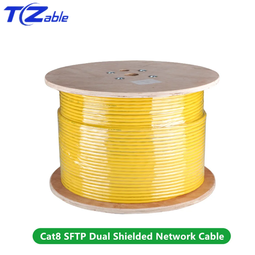 Двойной экранированный сетевой кабель Cat8 SFTP 40 Гбит/с 2000 МГц поддержка Ethernet кабеля