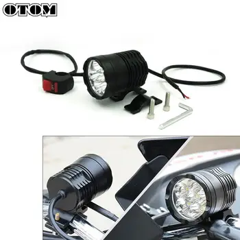 

OTOM New Motorcycle Spotlight 12V 6000K Adjustment External Spotlight Integrated LED Lamp Motorbike Universal 6 Chips Headlight