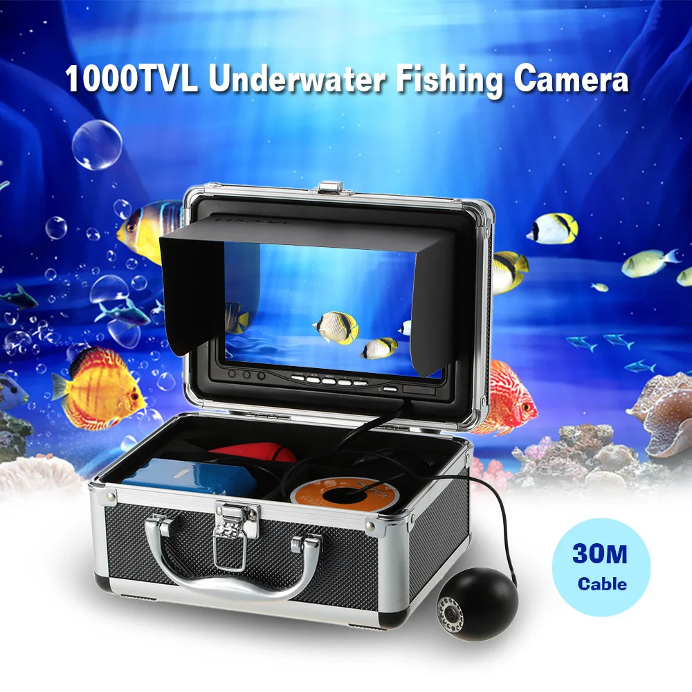 

Portable Fish Finder 7" LCD Color Monitor 1000TVL HD Waterproof Underwater Fishing Camera 30M Cable Night Vision