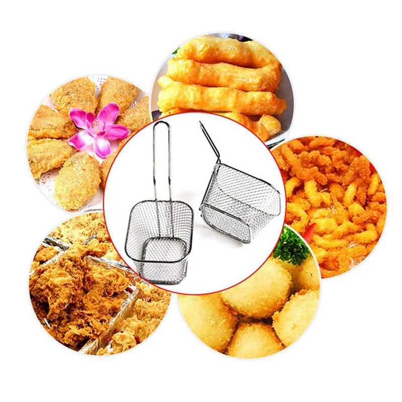 ABUI-6Pcs картофель фри мини из нержавеющей стали квадратный жареный пищевой фильтр подходит для кухни Ресторан вечерние барбекю