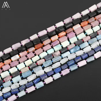 

Natural Red Striped Agates Black Tourmaline Lapis Stone Rectangle Chunky Loose Spacer Beads Pendant Necklace Jewelry DIY Making