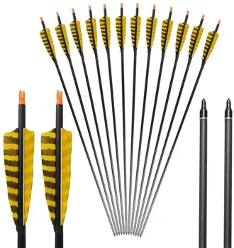 

12/24/36 Pcs Mixed Carbon Arrow 31/32 Inches Spine 500 Diameter 6.2 mm for Compound/Recurve Bow and Arrow Archery Hunting