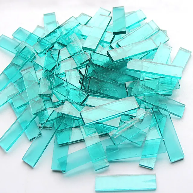 Mixed Color 1 X 4 Cm Square Stained Glass Strip Clear Glass Mosaic Pieces DIY Mosaic Tiles Hobbies Art Crafts Material 100g 16