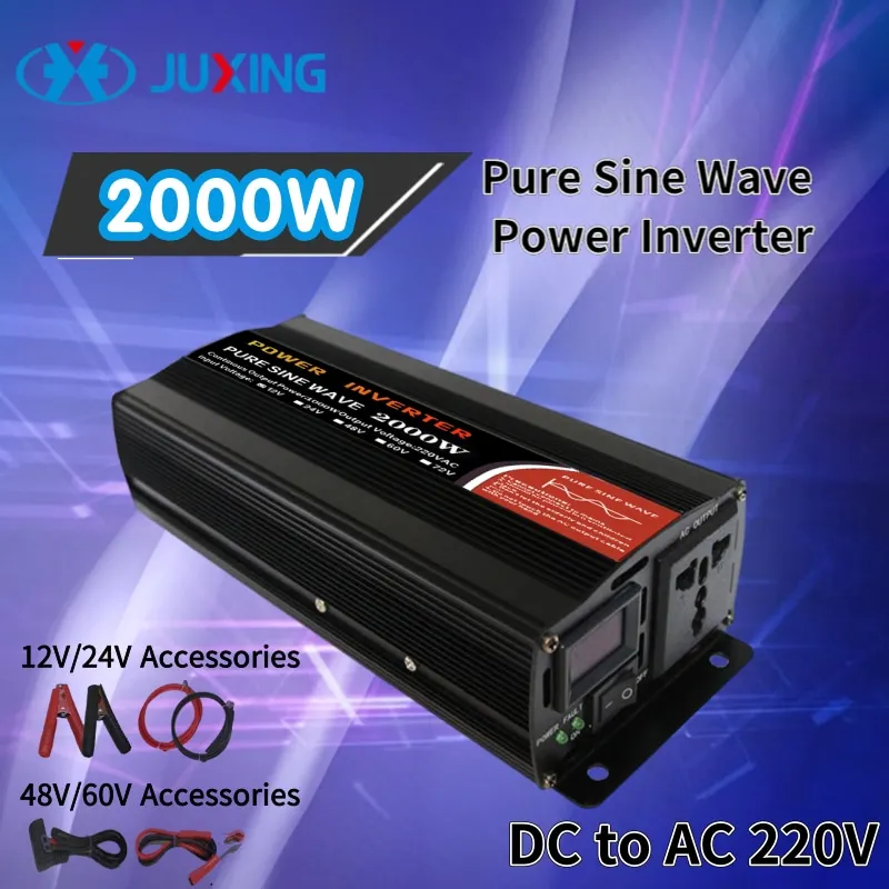 JUXING 2000 Вт автомобильный инвертор Чистая синусоида DC12V/24 В/48 В/60 в переменный ток 220