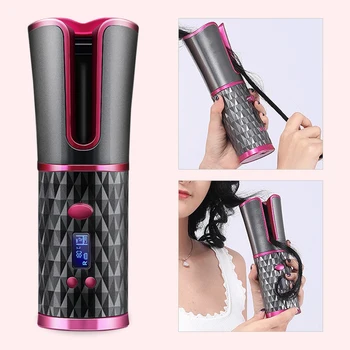 

Pro Wireless Hair Curler Automatic Curling Iron Ceramic Timer LCD Hair Curler for Personal Hair Care Appliance with 1Comb+2 Clip