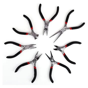 

7PCS Mini Jewellery Pliers Tools Kit Wire Cutter Chain Round Bent Flat Chain Nose Beading Making Set