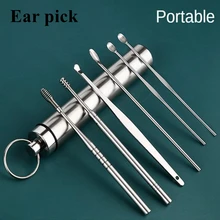 

6Pcs/set Ear Picker Stainless Steel Earpick Set Wax Remover Curette Ear Pick Cleaner Ear Cleaner Spoon Care Ear Clean Tool