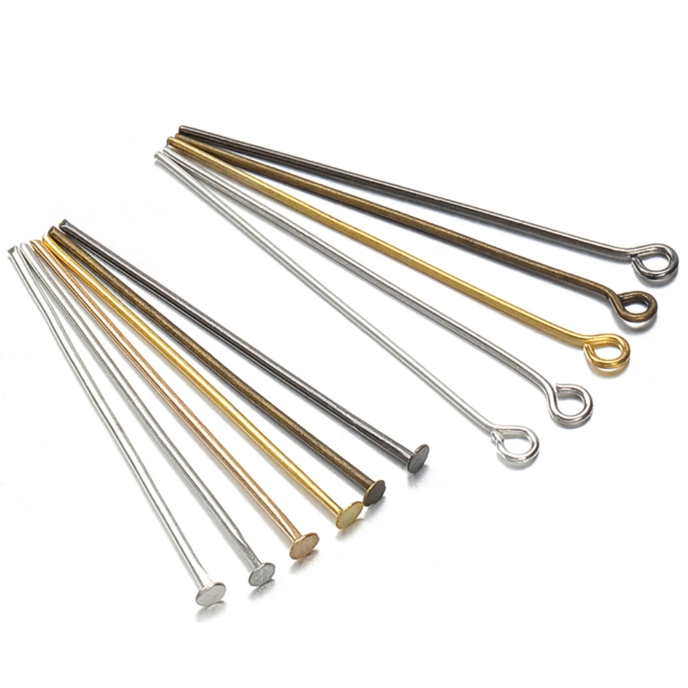 200pcs Flat Head Pins 18 20 25 30 35 40mm Eye Pins Rod Findings For Diy Jewelry Making Beading Connector Accessories Supplies
