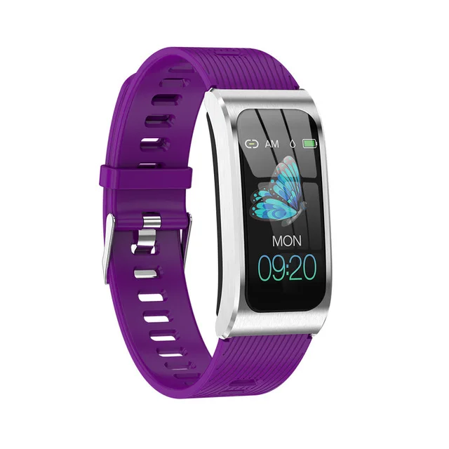 AK12 умный браслет для женщин, кровяное давление, IP68 водонепроницаемый смарт-браслет для мужчин, строгий цикл, монитор, фитнес-трекер, умные часы для мужчин - Цвет: Silica strap purple