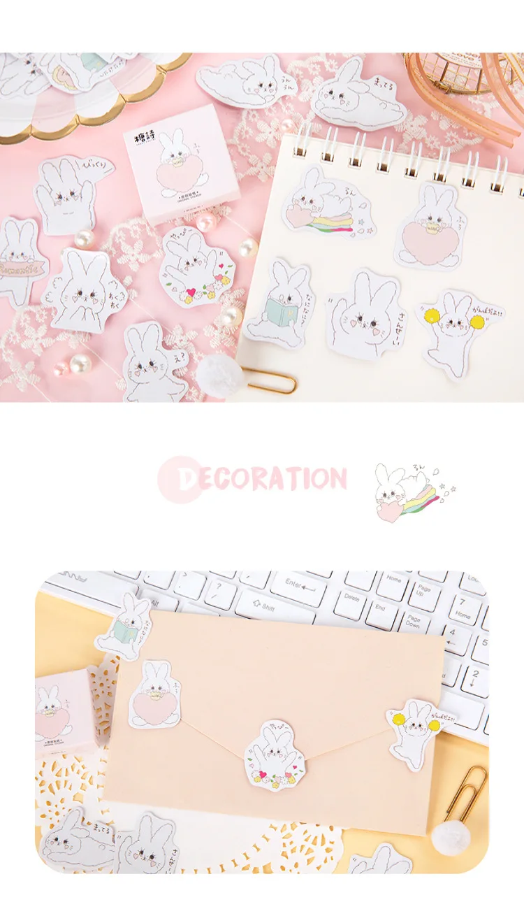 Мохамм 45 листов Kawaii мультфильм милый белый кролик Васи Маскировочная наклейка Скрапбукинг Девушка школьные принадлежности канцелярские принадлежности