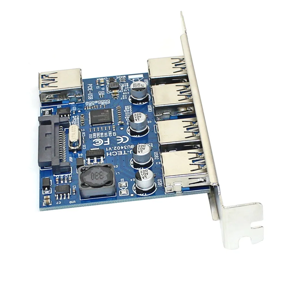 XT-XINTE PCIE на 4 порта USB 3,0 PCI-e адаптер PCI Express USB 3,0 4 порта концентратор адаптер 5 Гбит/с USB3.0 кабель Riser Card SATA подключение