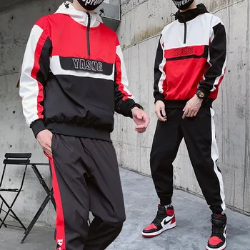 

Pieces Autumn Hip Hop Set Men Pullover jacket+ pants Sports Set Clothes Men Sport Hoodie Suit Sweatshirt Sweatpant Male