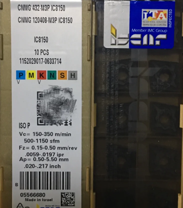 ISCAR 10 шт. твердосплавная вставка CNMG 120408 M3P IC8150