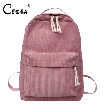 

Pretty Style Striped Corduroy Women Backpack High Quality Soft Fabric Schoolbag Girls Portable School Backpack for Teenagers