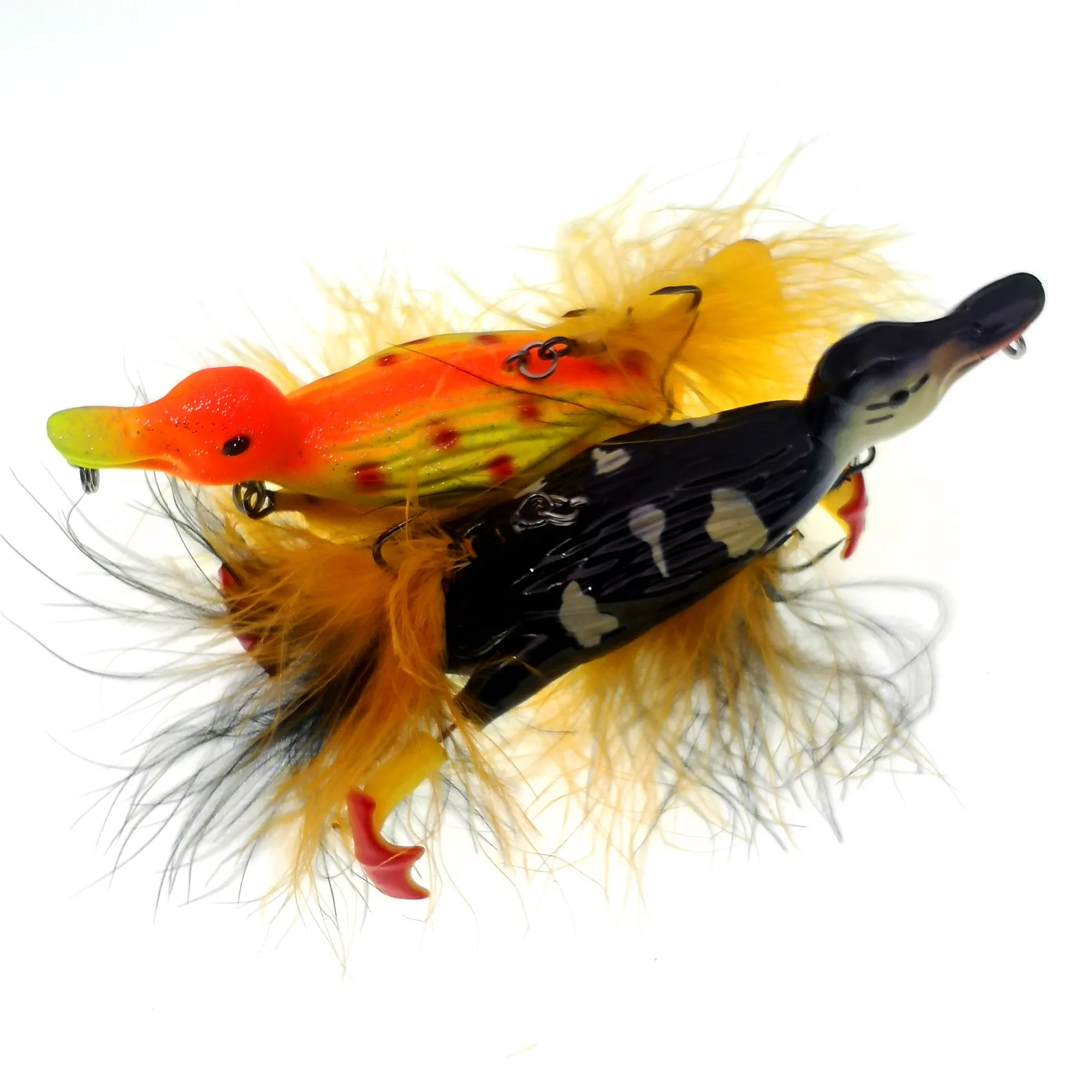 

SWOLFY 2pcs 3D 29G DUCK Topwater Fishing Lure Floating Artificial Bait Plopping and Splashing Feet Hard Fishing Tackle Geer