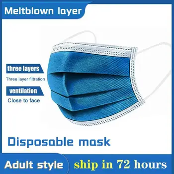 

10/50/100/500pcs Disposable Face Mask 3 Layers Filter Earloop Anti Dust Breathable Gauze Mask Royal Blue Adult Face Mouth Masks