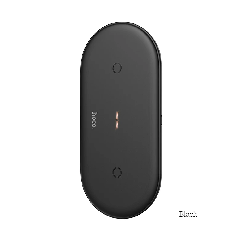 HOCO быстрое двойное Беспроводное зарядное устройство 2in110W для iPhone X XR XS 11 Pro Max samsung S10 huawei Xiaomi QI Индукционная зарядка - Цвет: Черный