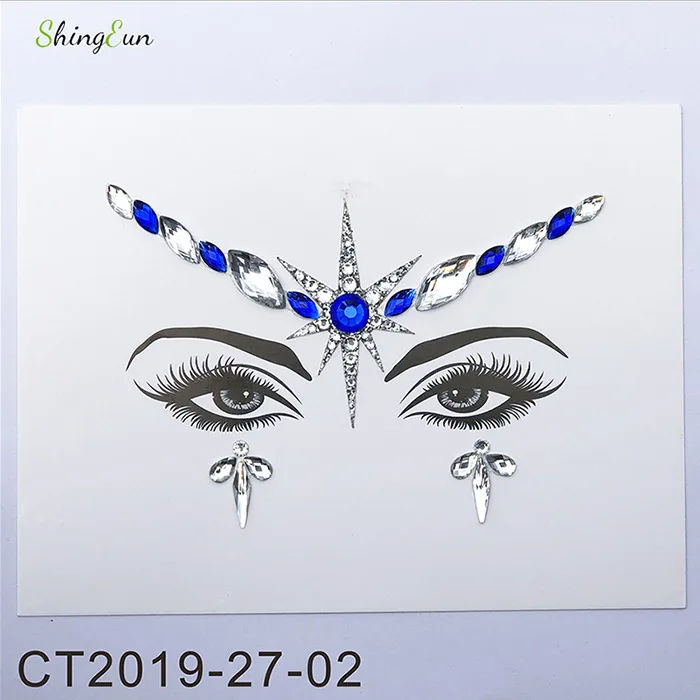 Nissi 1PC Flash Gems Waterproof Face Eye Tattoo Women Fashion Festival Party Makeup Body Jewel Temporary Tattoos - Цвет: 27-02