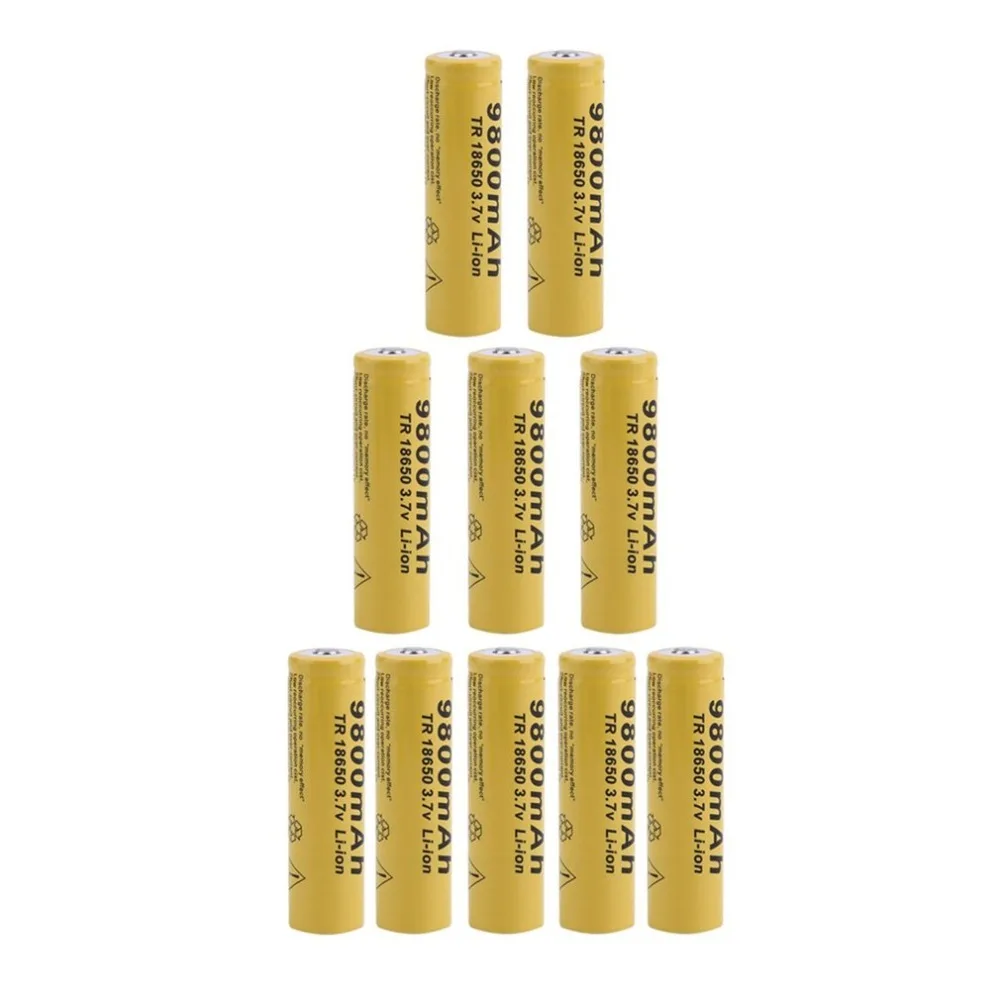 

10PCS/SET Universal 18650 Li-ion Rechargeable Battery Cell 3.7V 9800MAH Replacement Battery For Torch Flashlight