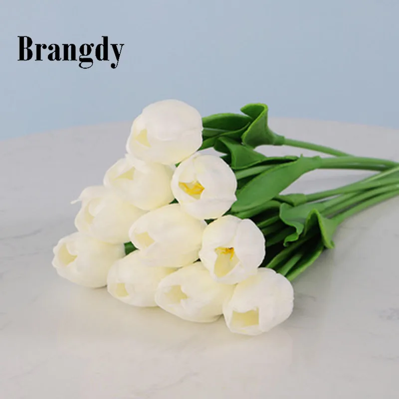 New Arrival Tulip Artificial Flower White PU for Home Decoration Fake
