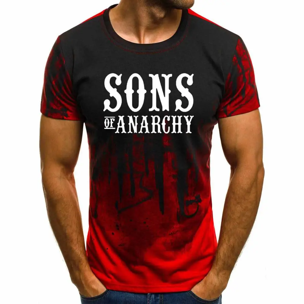 SOA Сыны Анархии ребенок мода SAMCRO принт Gradien футболка Для мужчин модные в стиле «хип-хоп» с коротким рукавом, хлопковый Повседневный для мужчин футболки