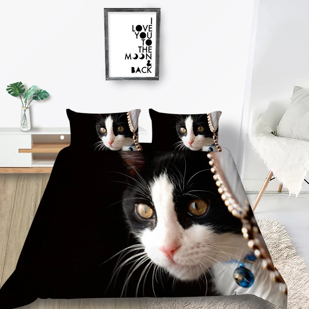 Набор постельного белья серии Cat удобный креативный 3D пододеяльник King Queen двойной