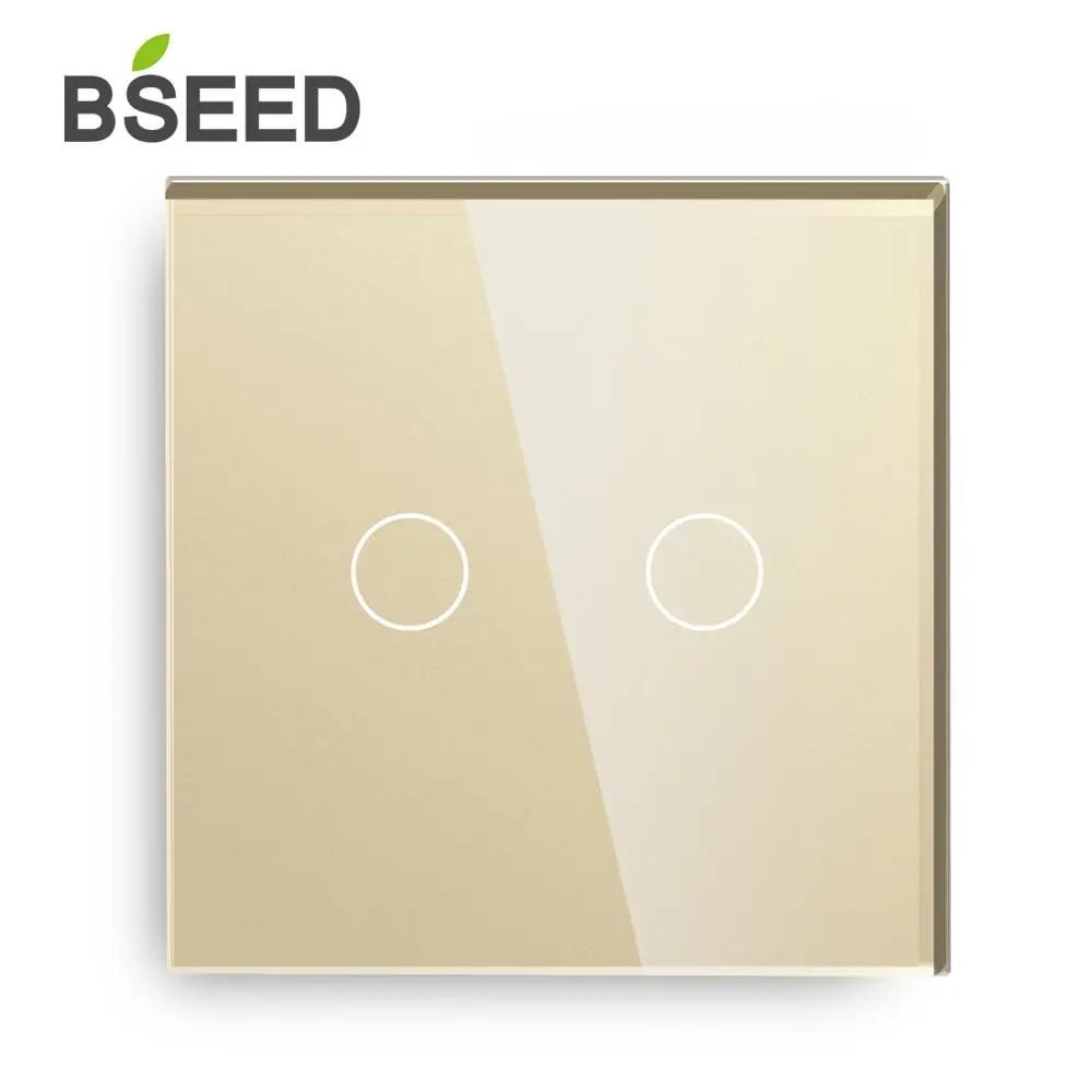 Сенсорный настенный выключатель Bseed европейского стандарта роскошный 2 клавиши 1
