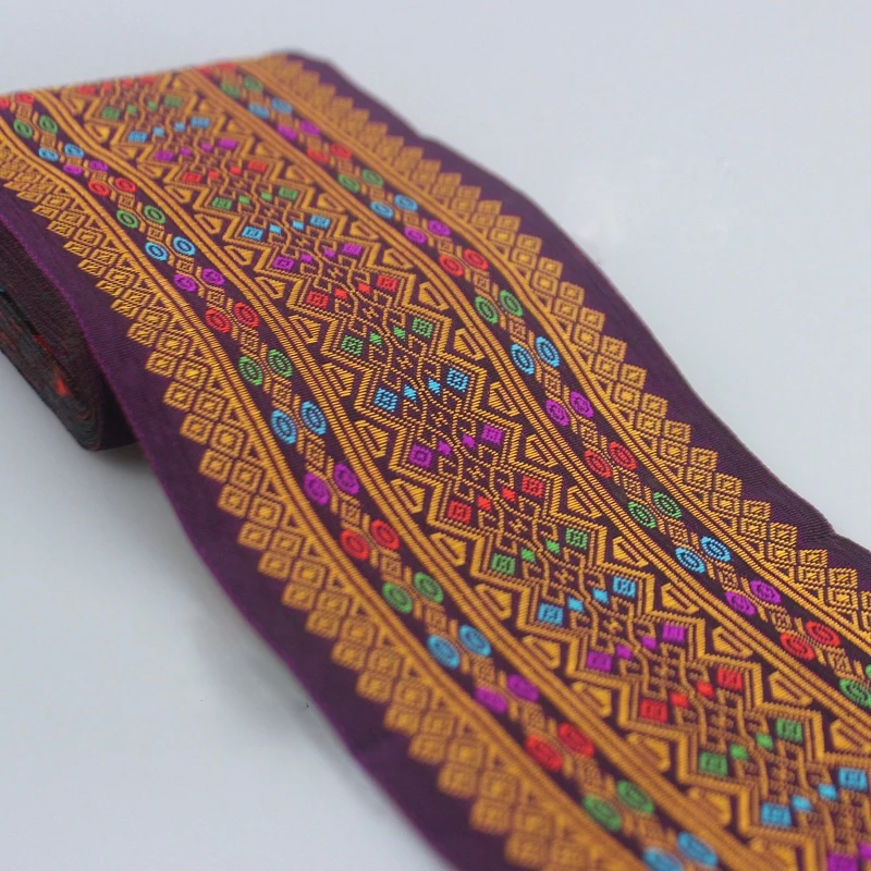 

5yard hmong embroidery jacquard woven webbing lace trim 10cm dress collar ribbon tape ethnic tribal nepal thai india boho DIY