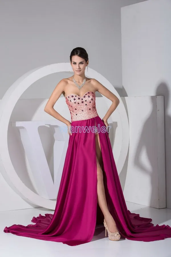 

free shipping dresses new fashion 2014 custom size/color special occasion dress sexy small train chiffon beading Prom Dresses